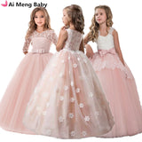 Vintage Flower Girls Dress for Wedding Evening Children Princess Party Pageant Long Gown Kids Dresses for Girls Formal Clothes
