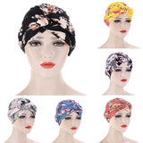 Bohe Vintage Muslim Women Cross Ruffle Chemo Sleep Turban Headwear Scarf Beanie Cap Hat for Cancer Patient Hair Loss Accessories