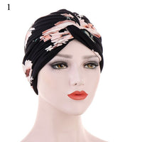 Bohe Vintage Muslim Women Cross Ruffle Chemo Sleep Turban Headwear Scarf Beanie Cap Hat for Cancer Patient Hair Loss Accessories