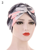 Bohe Vintage Muslim Women Cross Ruffle Chemo Sleep Turban Headwear Scarf Beanie Cap Hat for Cancer Patient Hair Loss Accessories