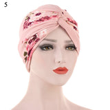 Bohe Vintage Muslim Women Cross Ruffle Chemo Sleep Turban Headwear Scarf Beanie Cap Hat for Cancer Patient Hair Loss Accessories