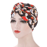 Bohe Vintage Muslim Women Cross Ruffle Chemo Sleep Turban Headwear Scarf Beanie Cap Hat for Cancer Patient Hair Loss Accessories