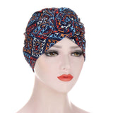 Bohe Vintage Muslim Women Cross Ruffle Chemo Sleep Turban Headwear Scarf Beanie Cap Hat for Cancer Patient Hair Loss Accessories