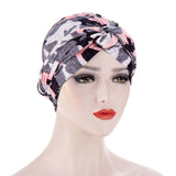 Bohe Vintage Muslim Women Cross Ruffle Chemo Sleep Turban Headwear Scarf Beanie Cap Hat for Cancer Patient Hair Loss Accessories