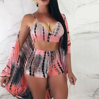 Hirigin New Women Sexy 2 Piece Outfits Sleeveless Crop Top Bandage Shorts Set Print Suit Beachwear